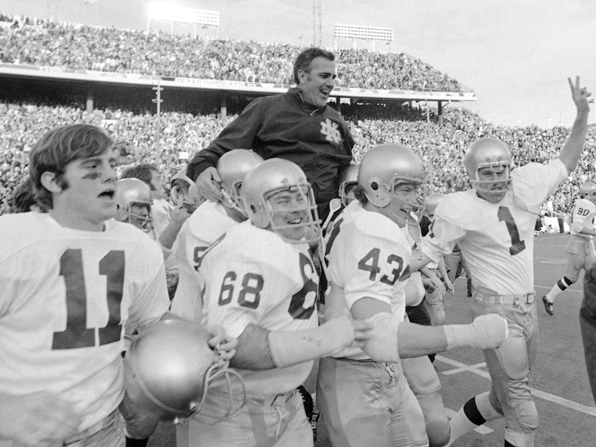 Parseghian was carried off the field after getting revenge on Texas in the Cotton Bowl.