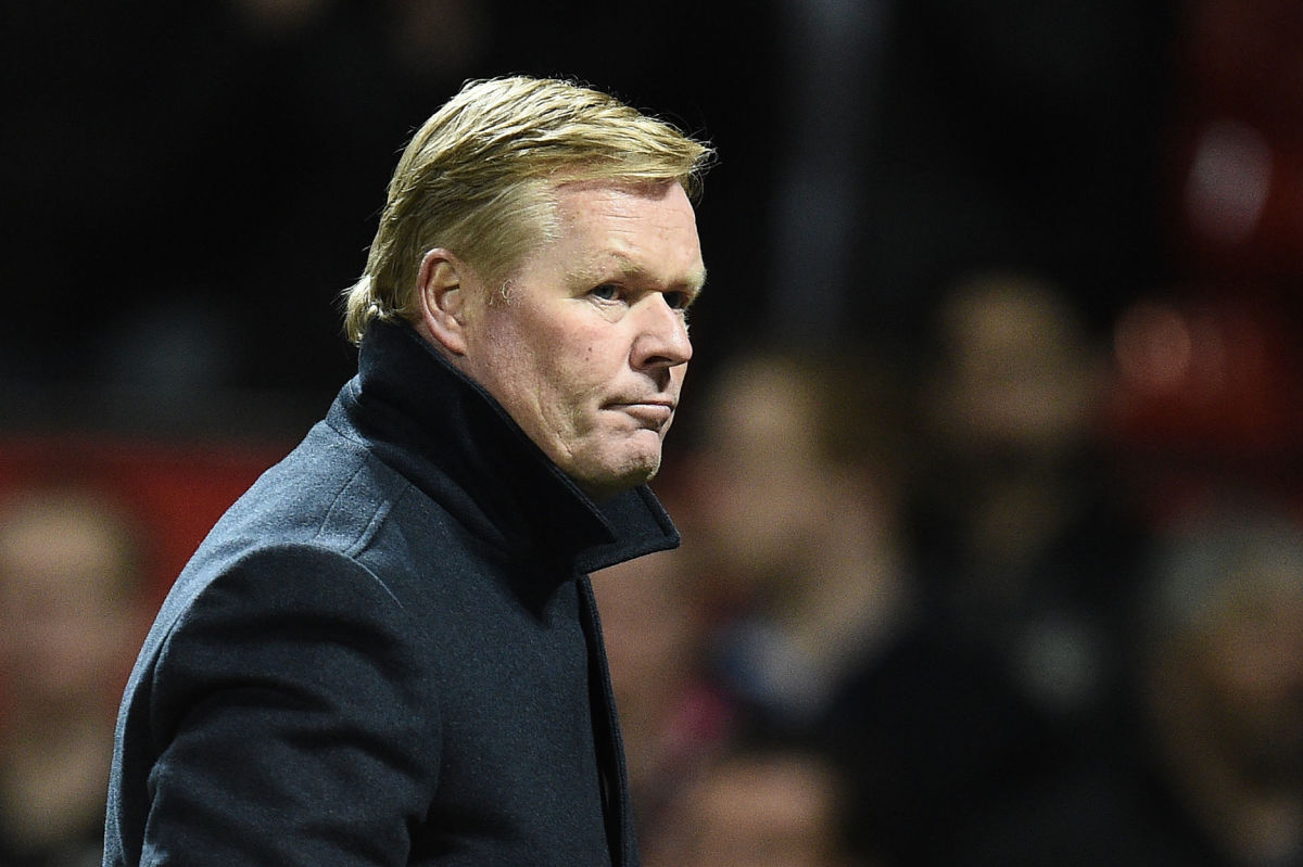 Everton's Dutch manager Ronald Koeman leaves folowing the English Premier League football match between Manchester United and Everton at Old Trafford in Manchester, north west England, on April 4, 2017.
The match ended in a draw at 1-1. / AFP PHOTO / Oli SCARFF / RESTRICTED TO EDITORIAL USE. No use with unauthorized audio, video, data, fixture lists, club/league logos or 'live' services. Online in-match use limited to 75 images, no video emulation. No use in betting, games or single club/league/player publications.  /         (Photo credit should read OLI SCARFF/AFP/Getty Images)