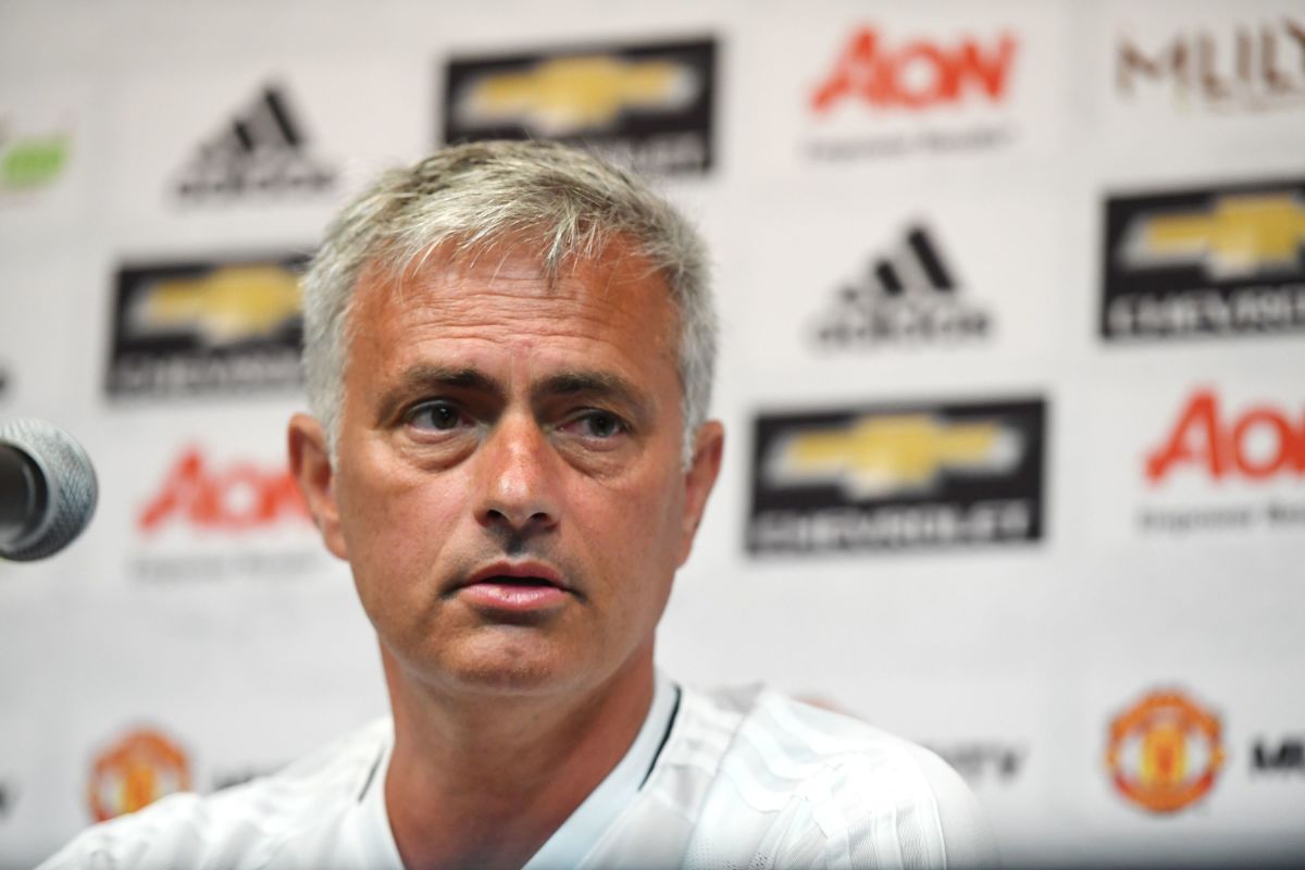 Coach Jose Mourinho speaks at a press conferenece following a Manchester United Open Training Session at the University of California (UCLA), July 14, 2017 in Los Angeles, California. / AFP PHOTO / Robyn Beck        (Photo credit should read ROBYN BECK/AFP/Getty Images)
