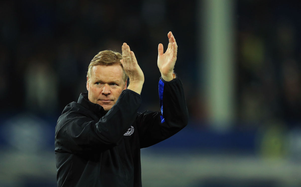 LIVERPOOL, ENGLAND - MAY 12:  Ronald Koeman, Manager of Everton shows appreciation to the fans after Premier League match between Everton and Watford at Goodison Park on May 12, 2017 in Liverpool, England.  (Photo by Richard Heathcote/Getty Images)