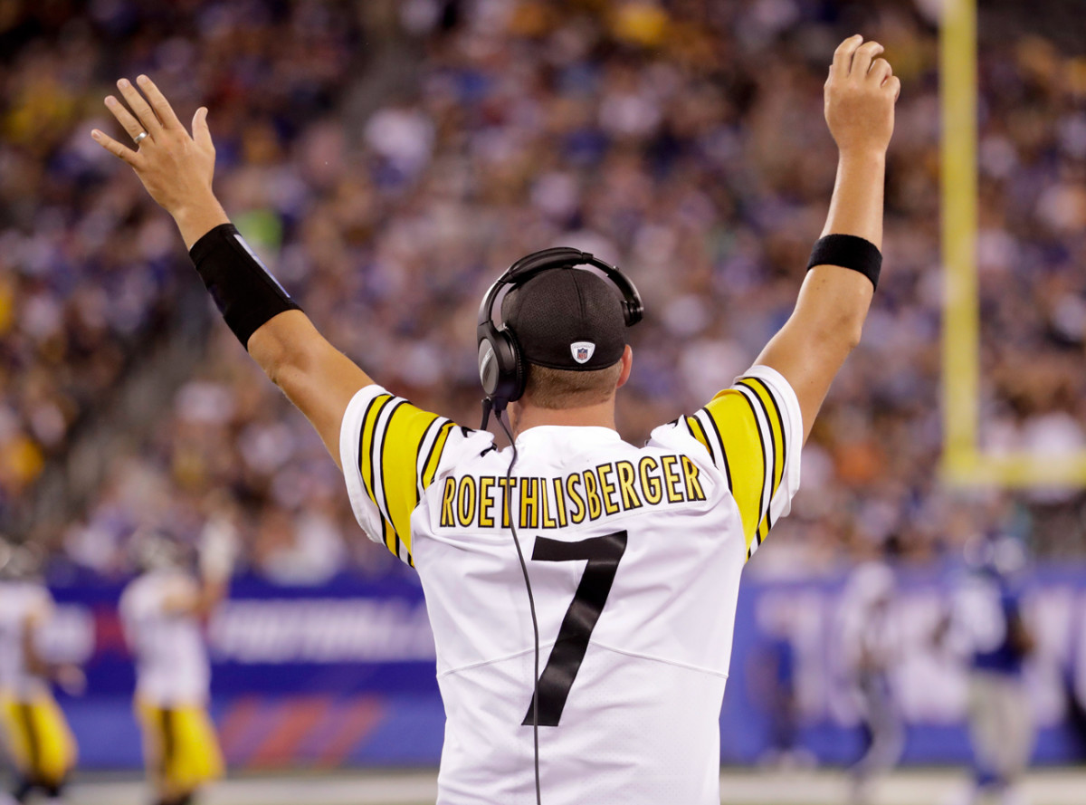 Ben Roethlisberger traded his shoulder pads for a headset in the first preseason game. At least ticket-buying fans got to see the Steelers star QB in a jersey.