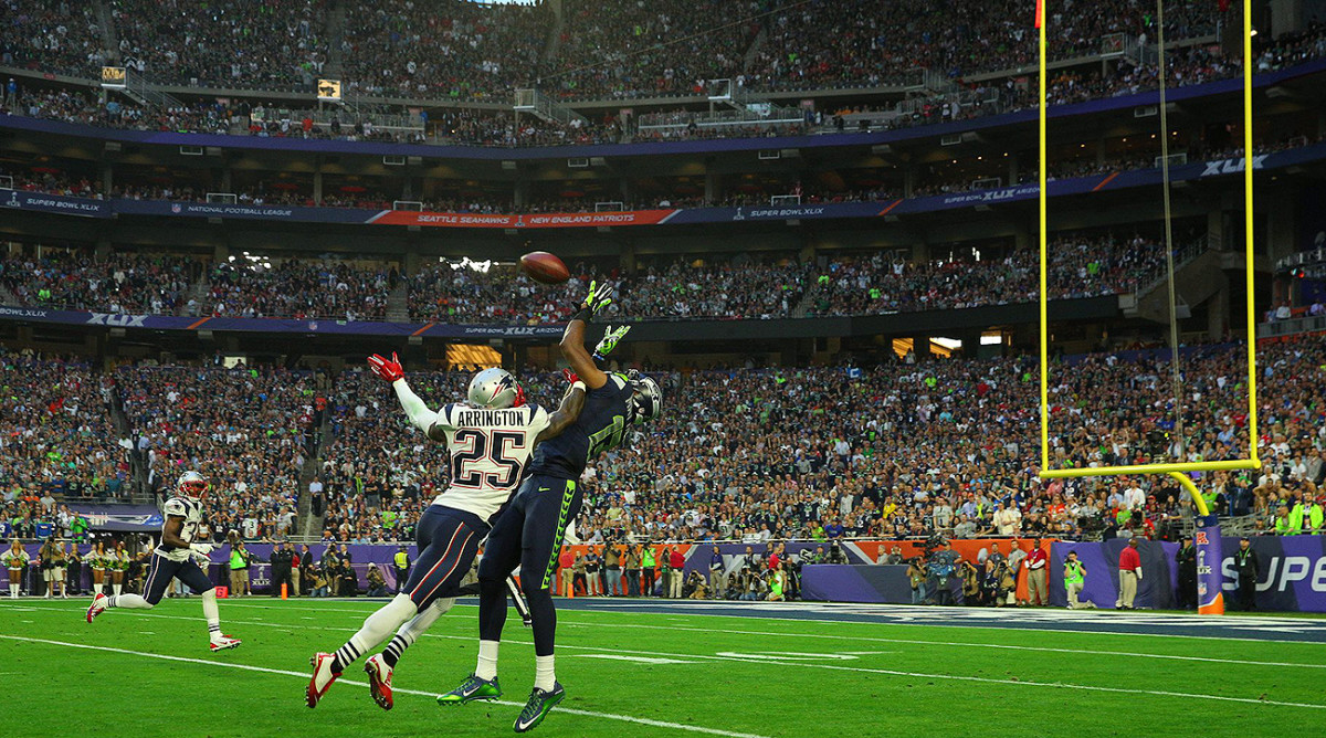 Matthews picked quite the moment for his first NFL catch, setting up the Seahawks' opening score in Super Bowl XLIX.