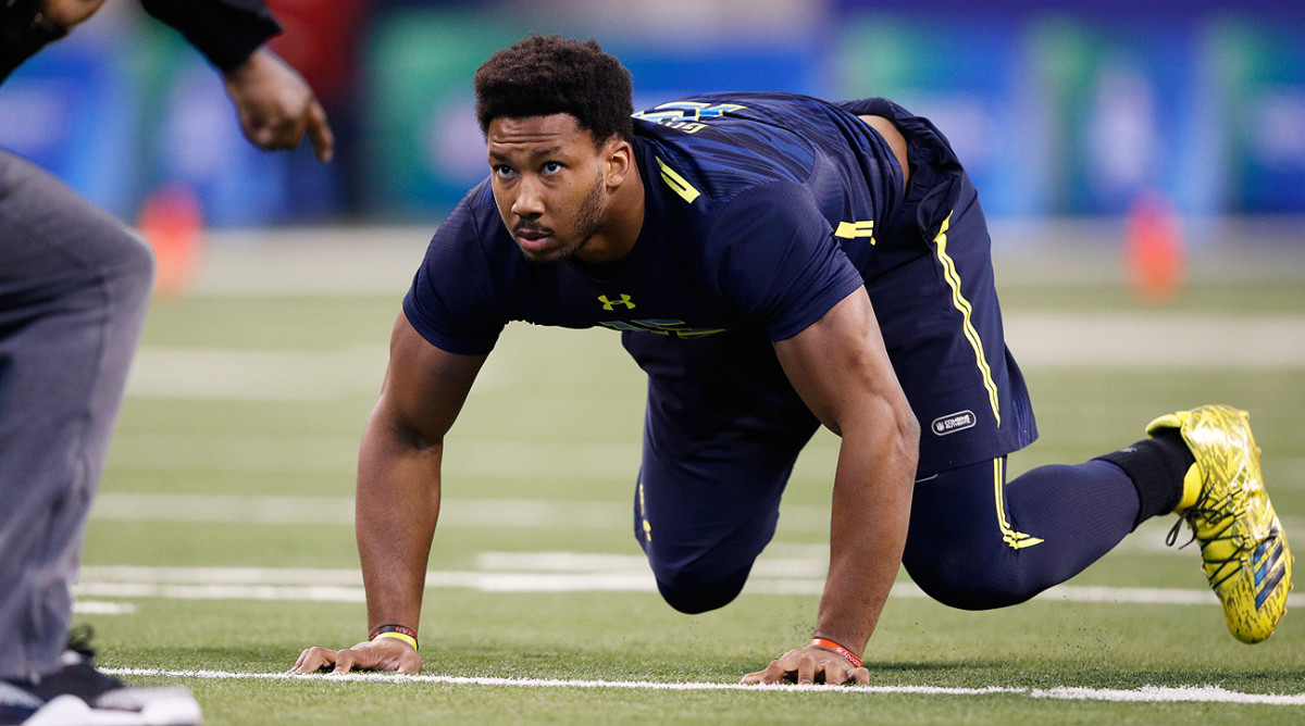 Myles Garrett’s size, speed and strength were on display at the combine, and that combination makes him an easy evaluation for NFL scouts.