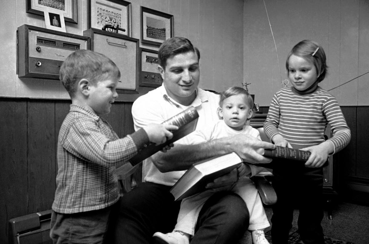 Nick with his kids, Nick III, Marc (on lap) and Gina Marie in November 1967.