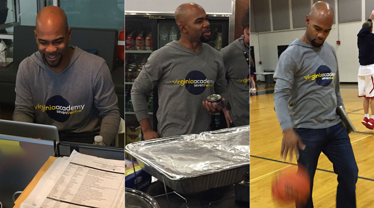 From his desk to the pregame meal to the court, Randle El wears many hats on a typical day at Virginia Academy.