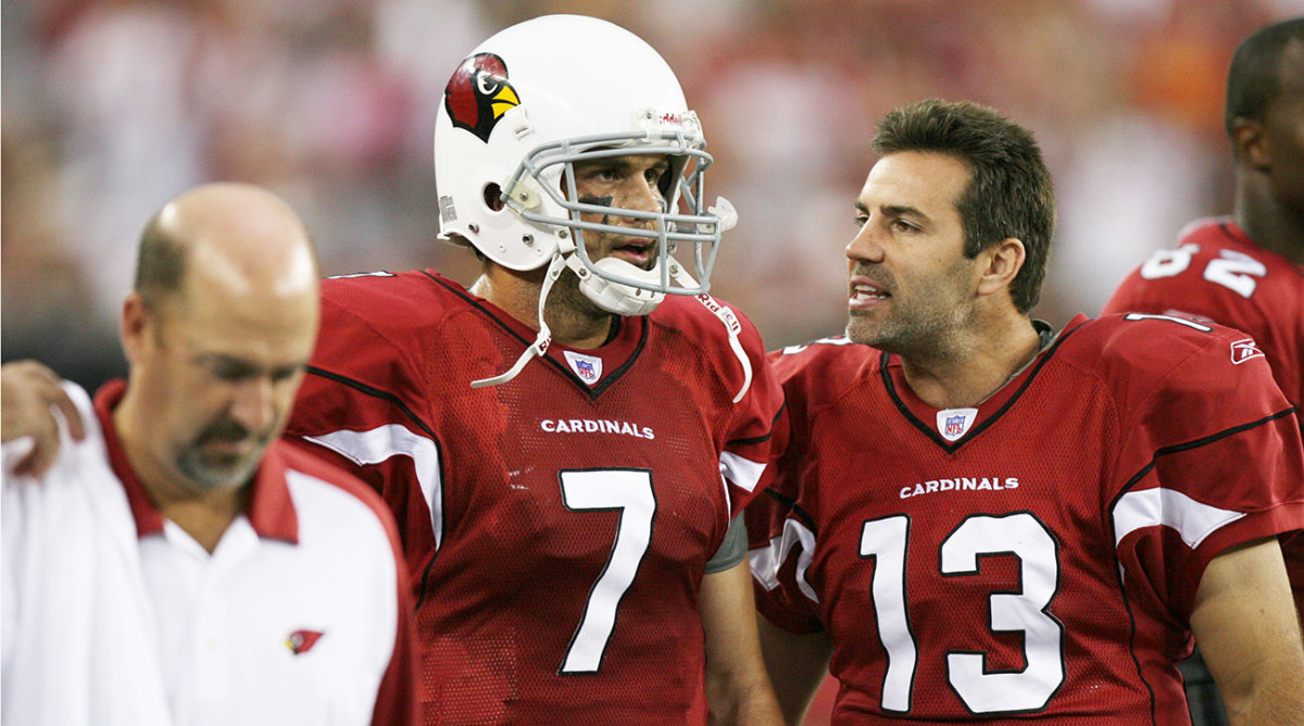 Cardinals 2006-09: Warner (13) was a 33-year-old ex-Super Bowl champion when he arrived in Arizona. Leinart was an ex-Heisman winner chosen 10th overall in 2006, and had a $51 million contract.