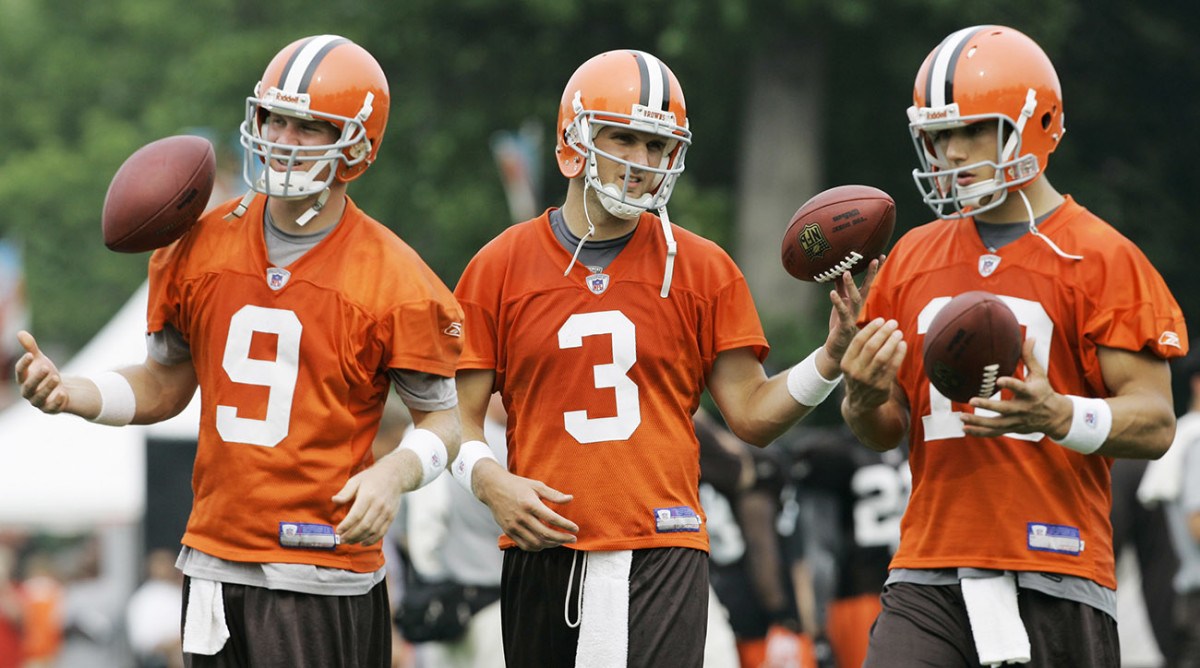 Browns 2007: Frye (9) broke the Browns' single-game rookie passer-rating record in 2006. Anderson was a sixth-round pick waived by the Ravens in 2005 but led a comeback in K.C. for Cleveland a year later. Quinn was a first-round pick from Notre Dame.