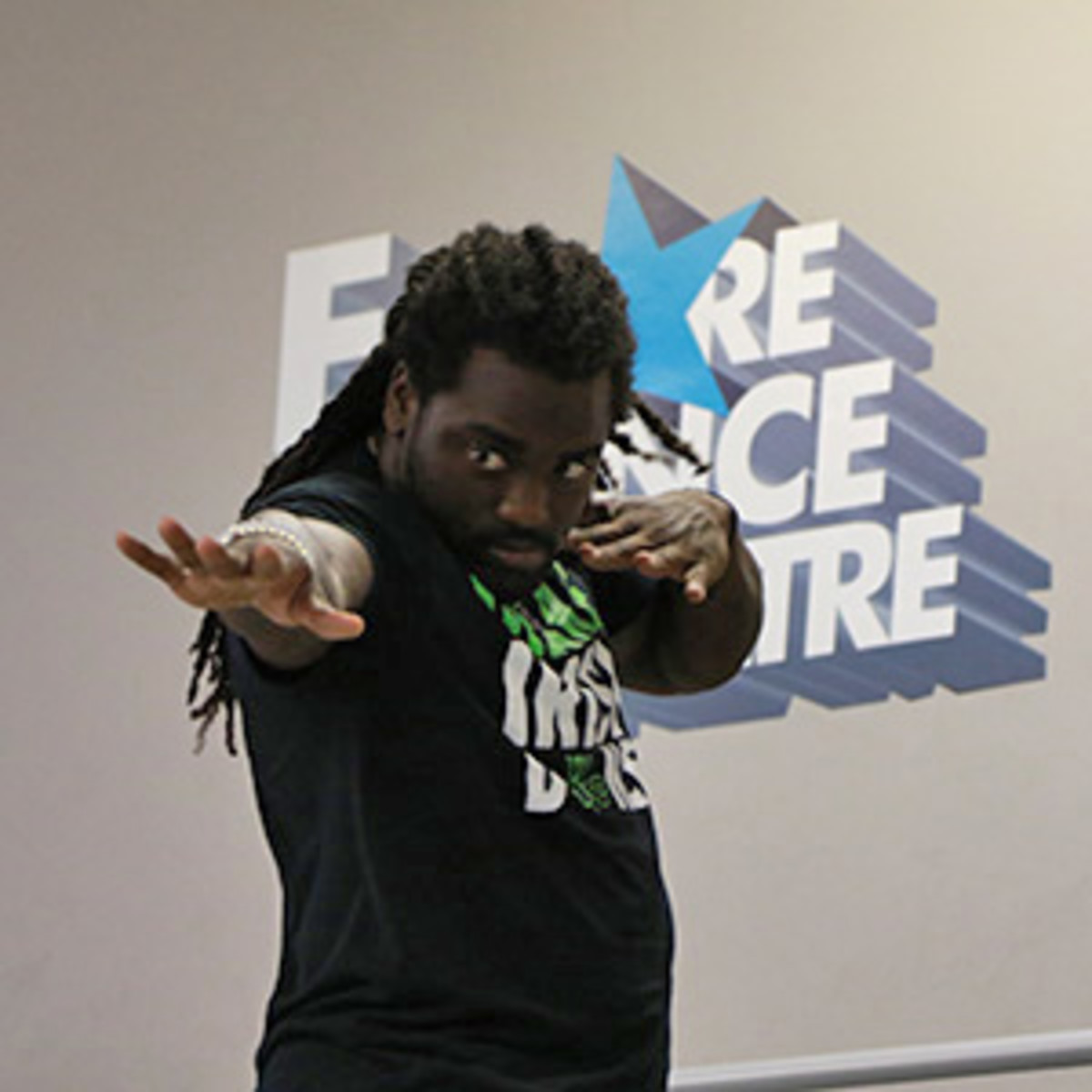 Mitch Finn hits a stylized dab after nailing a step in practice. 