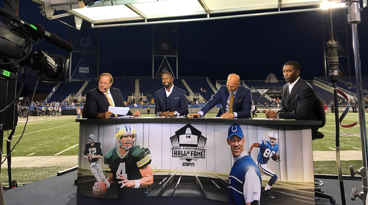Charles Woodson will be joined on the ESPN set this season by (from left to right) Chris Berman, Matt Hasselbeck and Randy Moss.