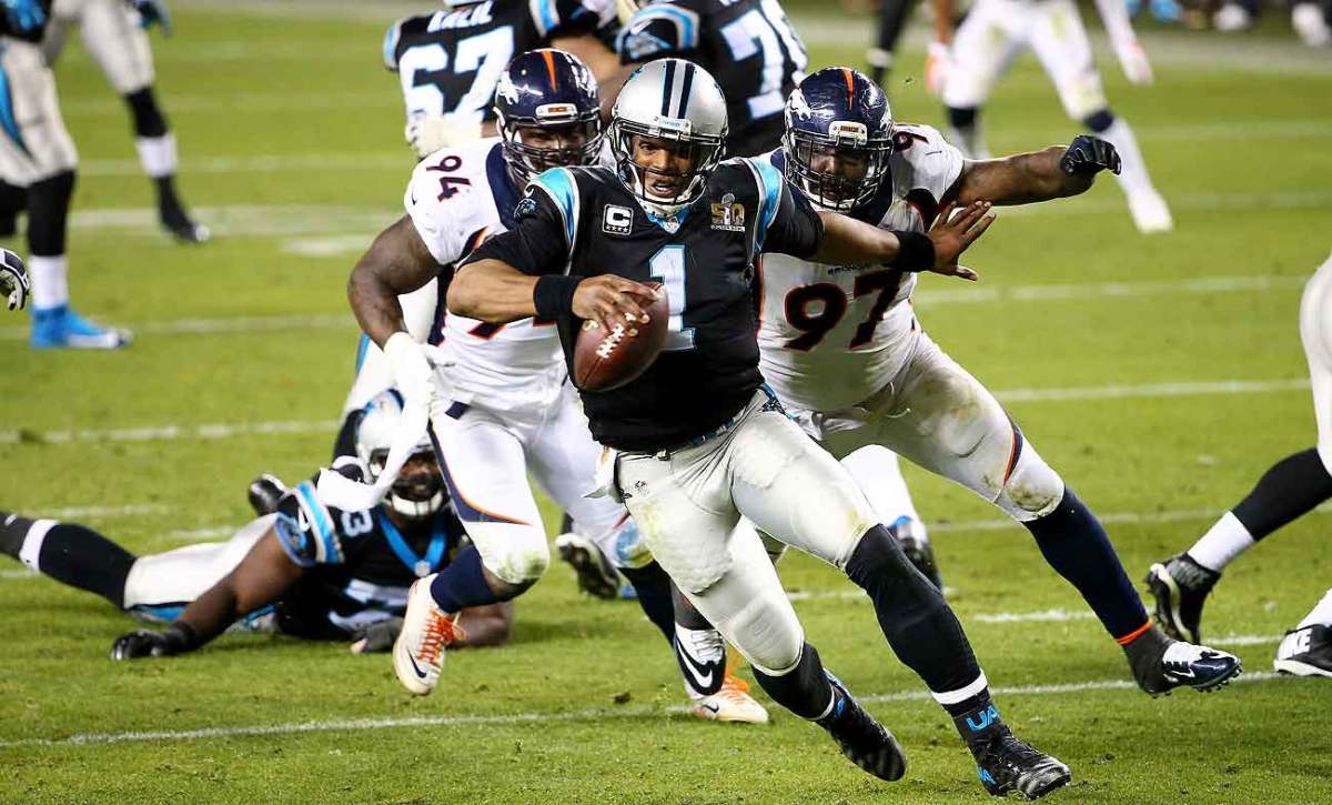 DeMarcus Ware (94), Malik Jackson and the Broncos defense made life miserable for Cam Newton in Super Bowl 50.
