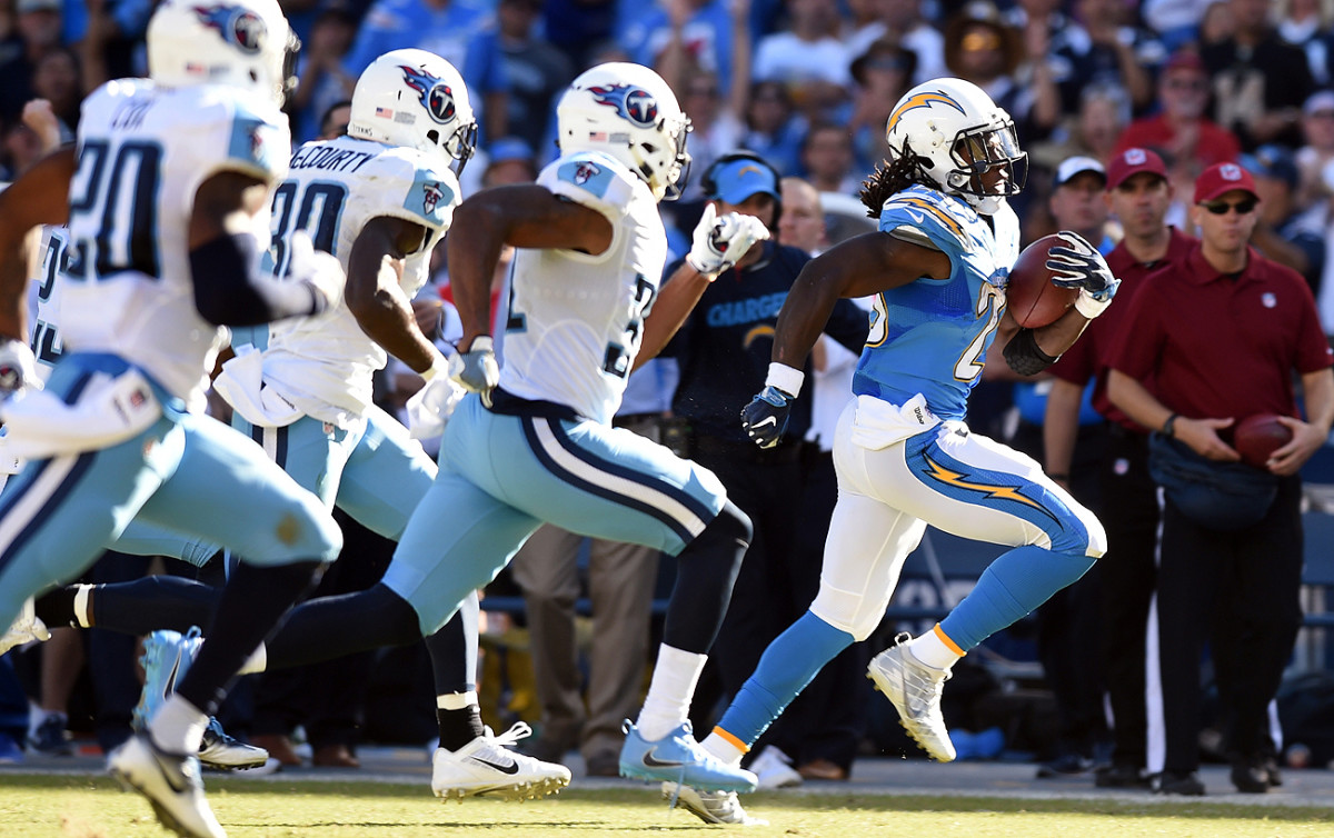 Melvin Gordon leads the NFL in touchdowns with 11 (nine rushing, two receiving).