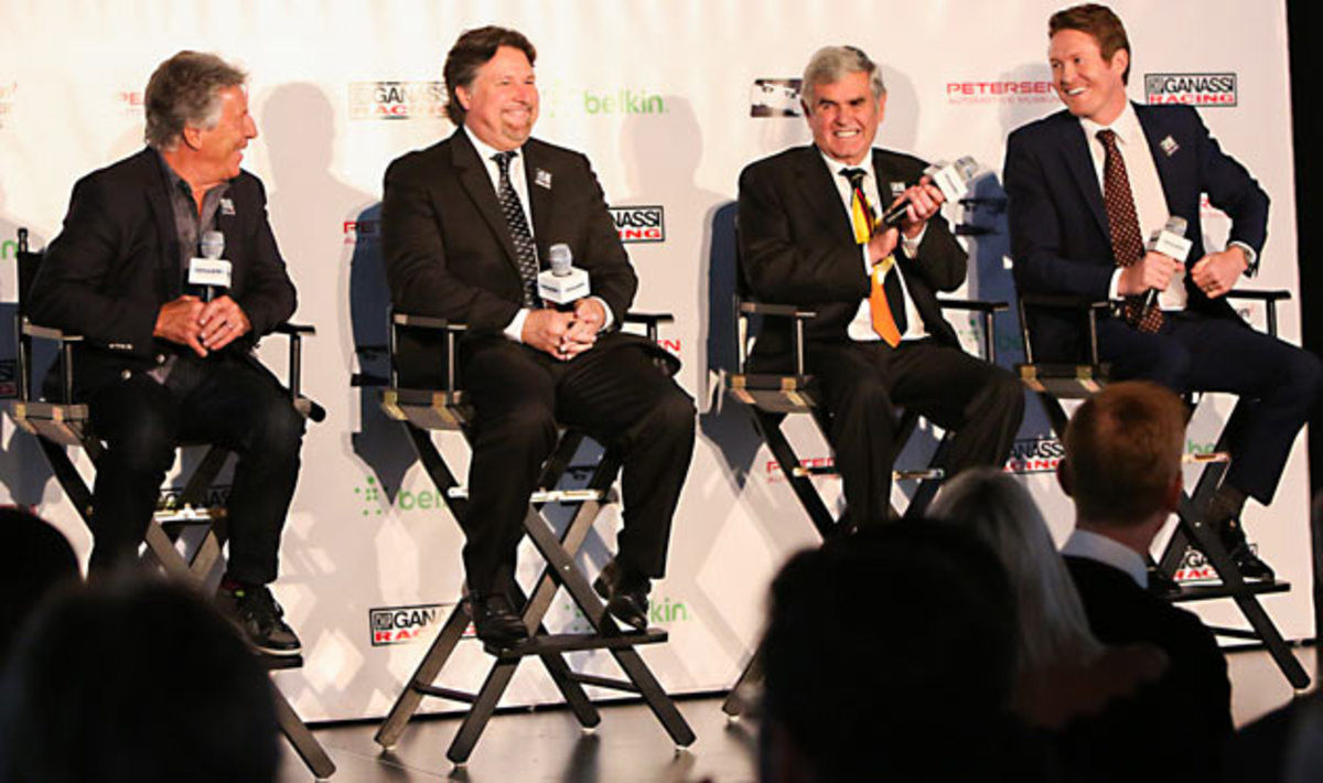 IndyCar legends (left to right) Mario Andretti, Michael Andretti, Al Unser Sr. and Scott Dixon.