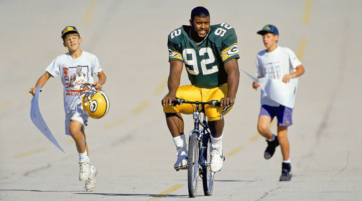 The new kid in town met some of the other kids in town for a Green Bay training camp tradition, July 1993.