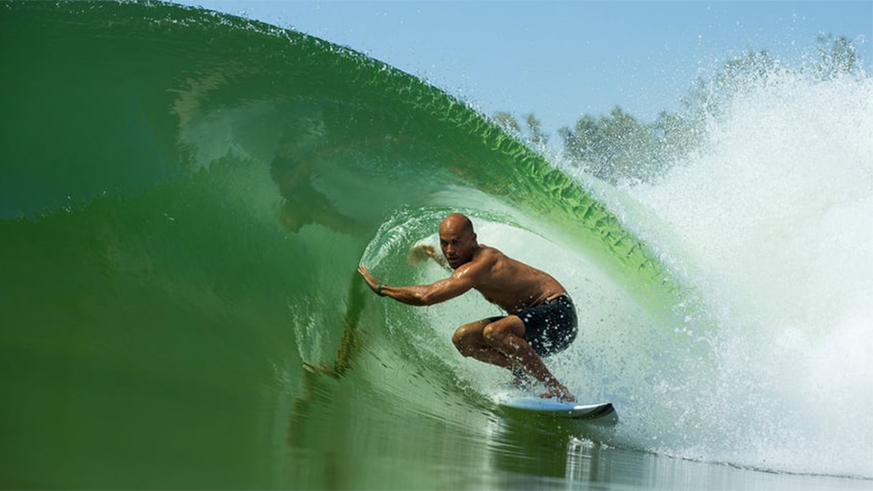 Kelly Slater Wave Company surfing footage in artifical wave park