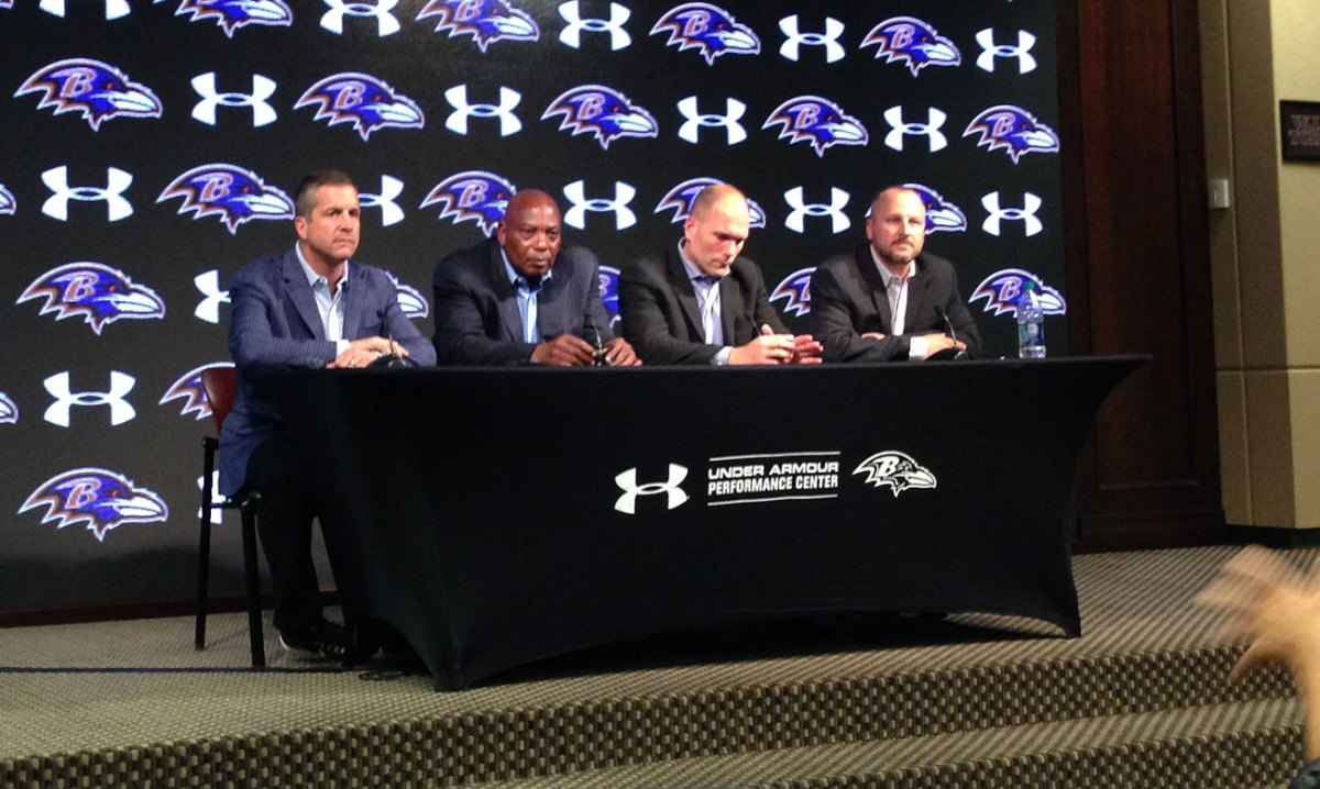 The Ravens brain trust on draft night.