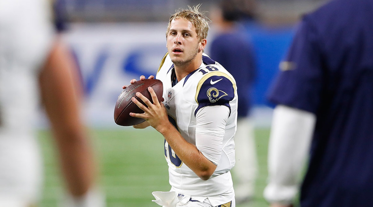 Goff’s only on-field action so far has come during warmups.