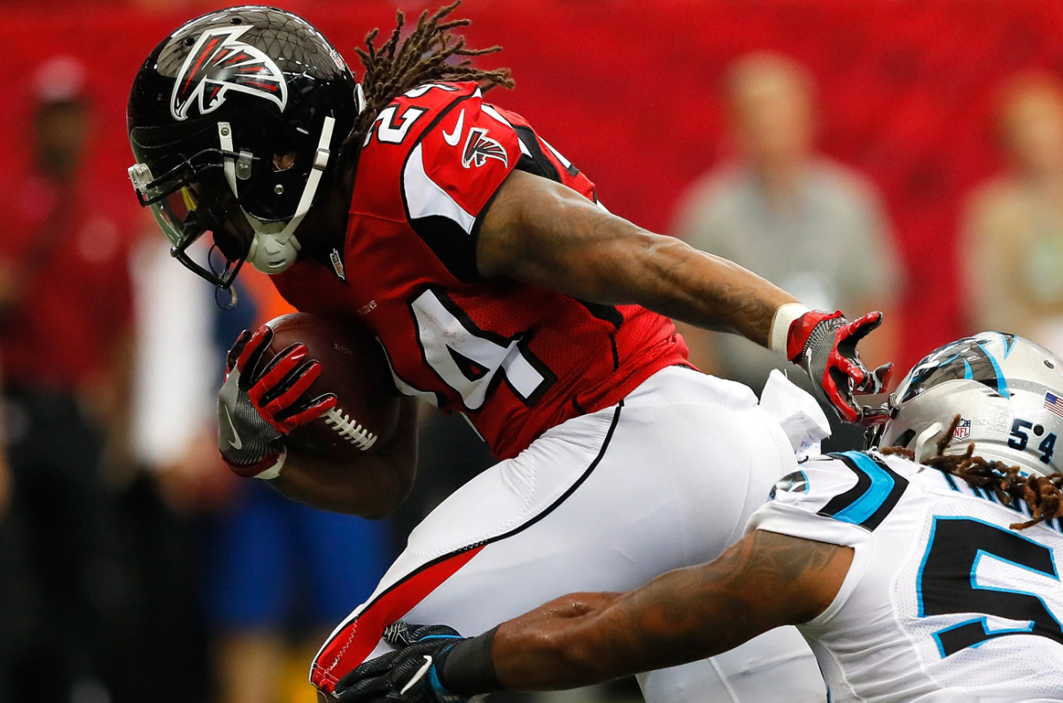 Devonta Freeman and the Falcons will be trying to lock up a playoff berth Saturday at Carolina.