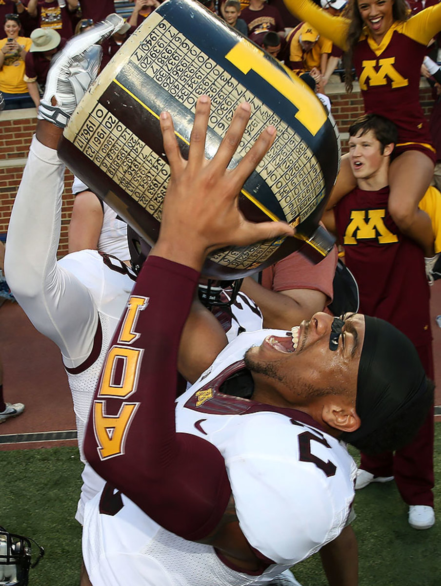 The Jug isn’t even that “little.” Michigan-Minnesota has been a one-sided affair over the years, but this trophy remains a college football trademark.