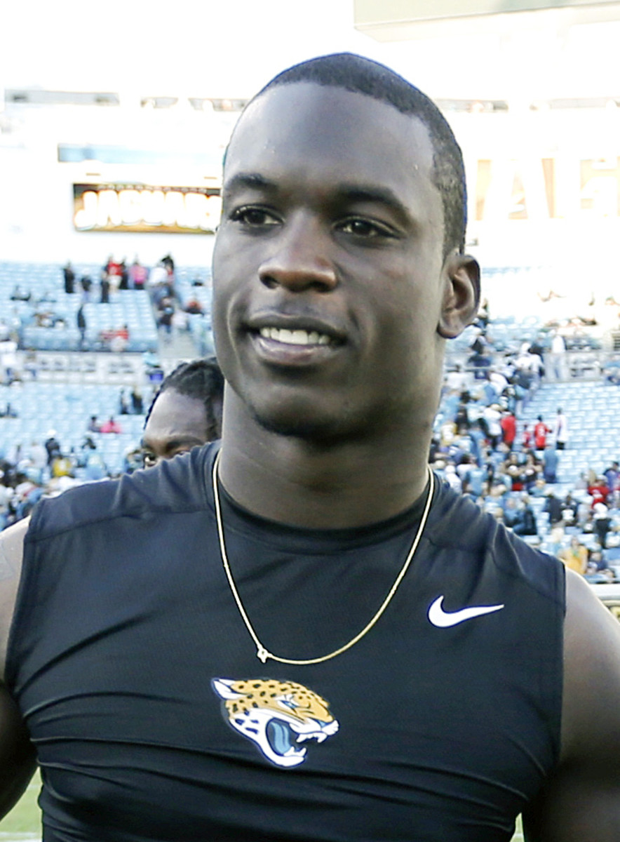 FILE - This Dec. 20, 2015, file photo showing Jacksonville Jaguars outside linebacker Telvin Smith after an NFL football game against the Atlanta Falcons, in Jacksonville, Fla. What a roller-coaster week for Jacksonville Jaguars linebacker Telvin Smith. T
