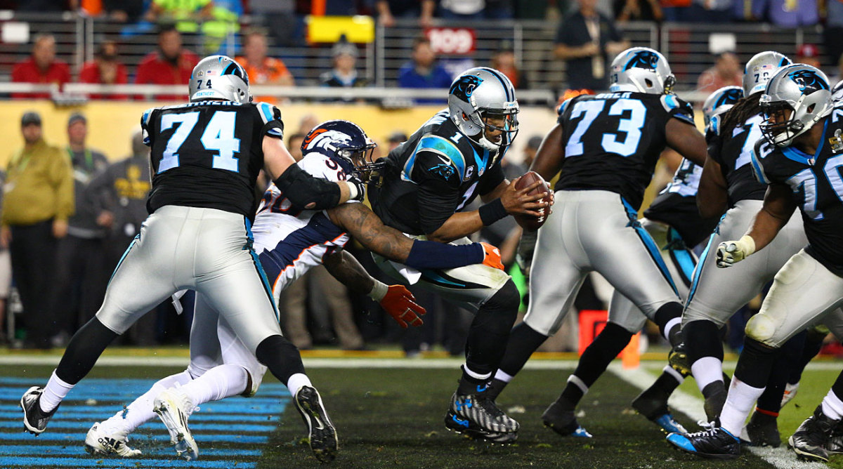 Miller pressured Newton all over the field, including in the endzone.