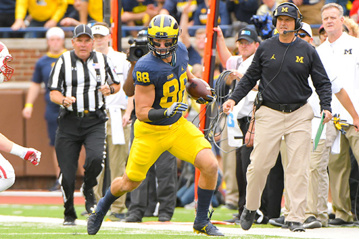 After playing under Jim Harbaugh, Jake Butt could be the first tight end off the board in April’s draft.