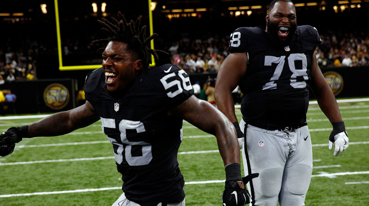 Del Rio's risky two-point conversion call paid off with a season-opening road win in New Orleans that jump-started the Raiders.