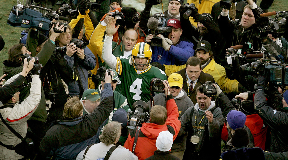 Favre was the center of attention because of his play on the field and his candidness off it. 