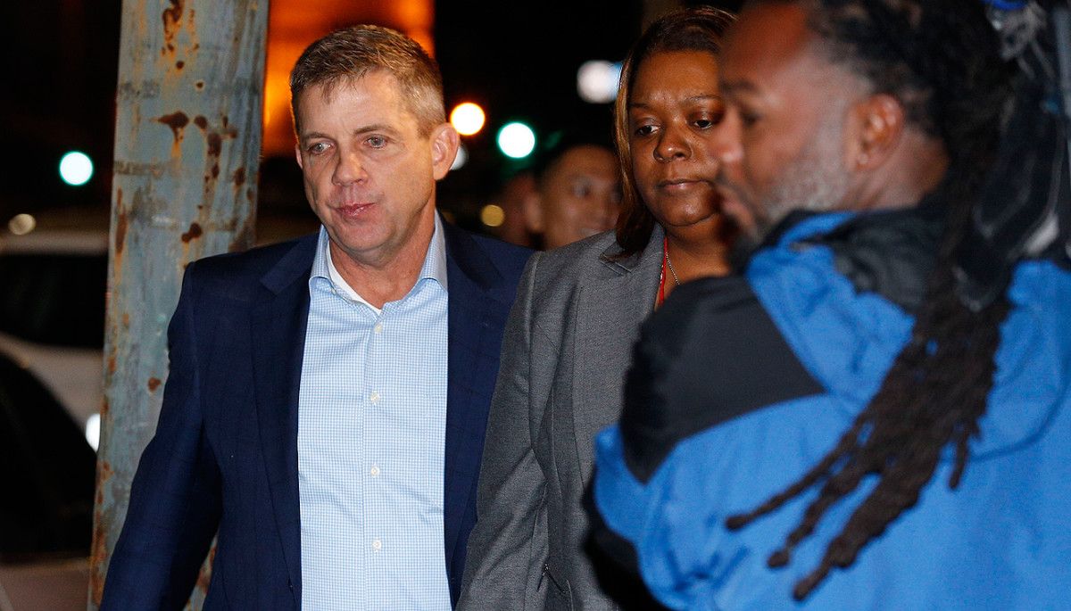 Saints coach Sean Payton was at the courthouse Sunday night to hear the verdict in the Cardell Hayes trial.