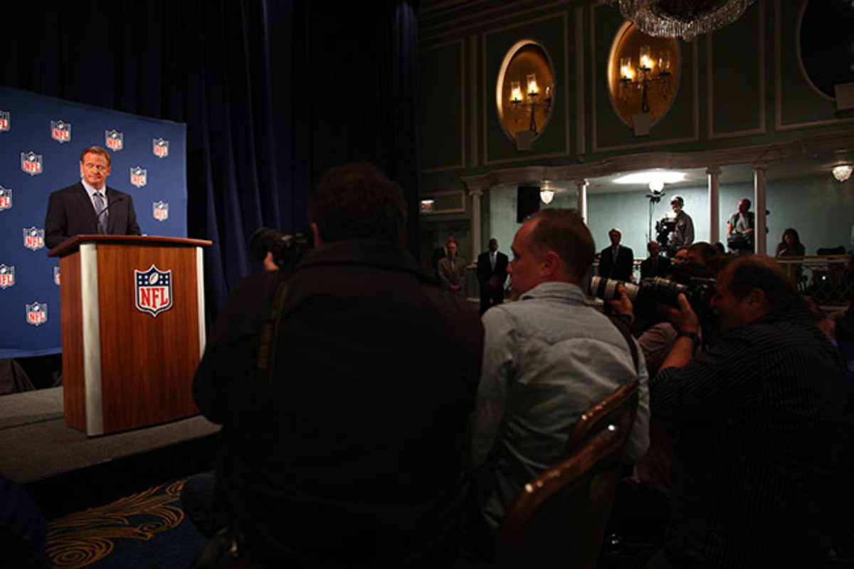 Many of Goodell's lowest moments have come when dealing with the media, like this 2014 press conference in the wake of the Ray Rice scandal.