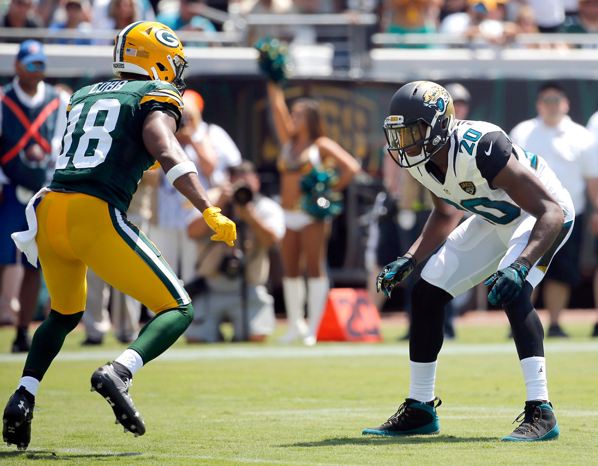Jalen Ramsey faces off against the Packers’ Randall Cobb—a premier slot receiver—in the 2016 season opener.