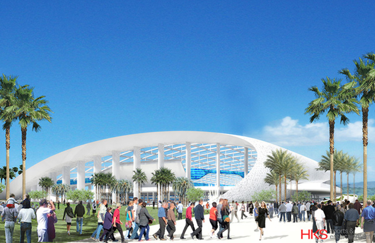 A rendering of the Rams' proposed stadium in Inglewood.