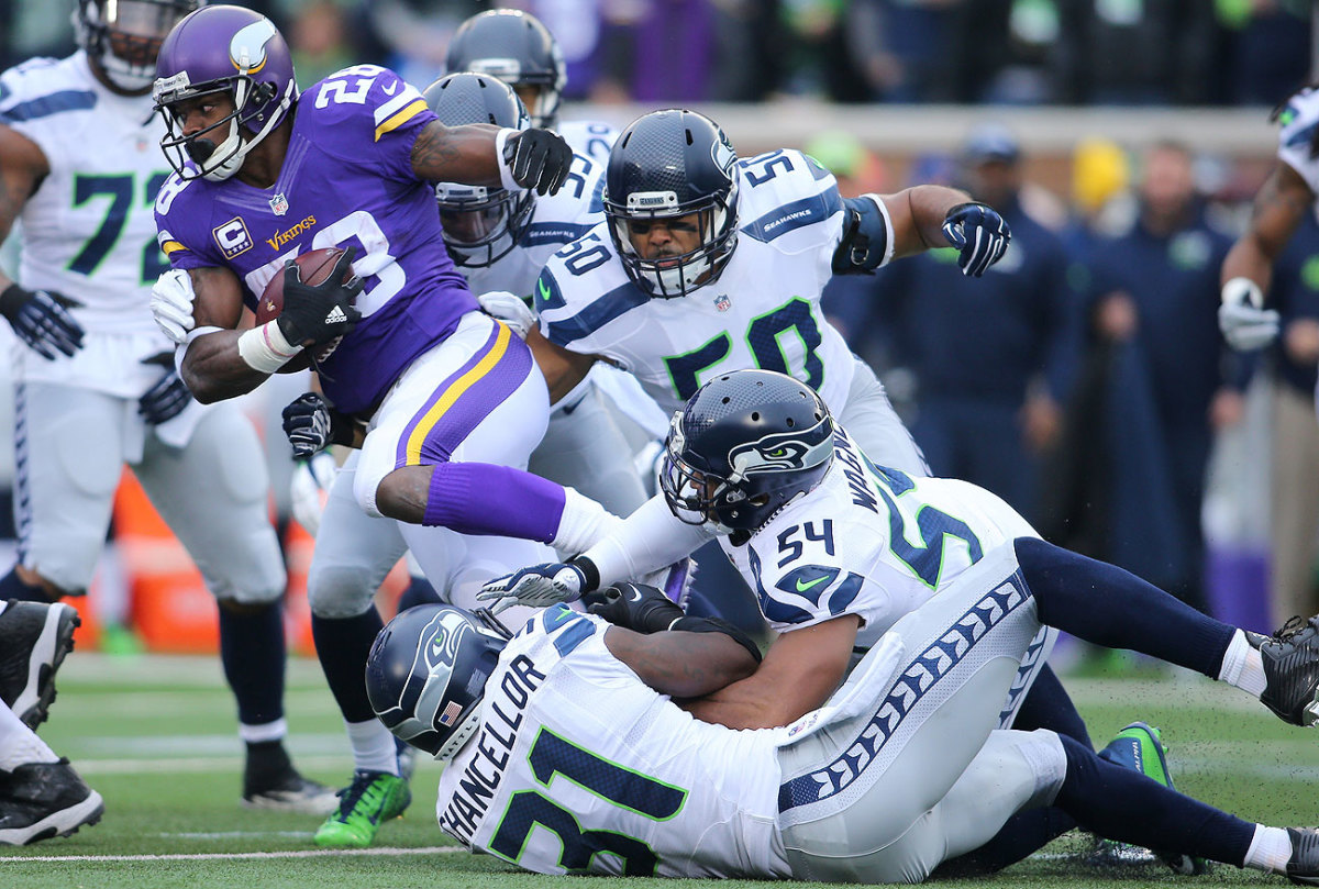 Adrian Peterson only gained 18 yards on eight carries in the Vikings' 38-7 loss to the Seahawks on Dec. 6.