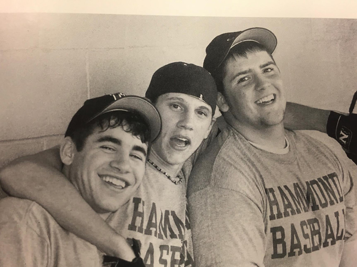 Pete Golding, Alabama's defensive coordinator, is shown here (left) with friends Scott Eyster (middle) and Ryan Barker (right) in the Hammond High yearbook.