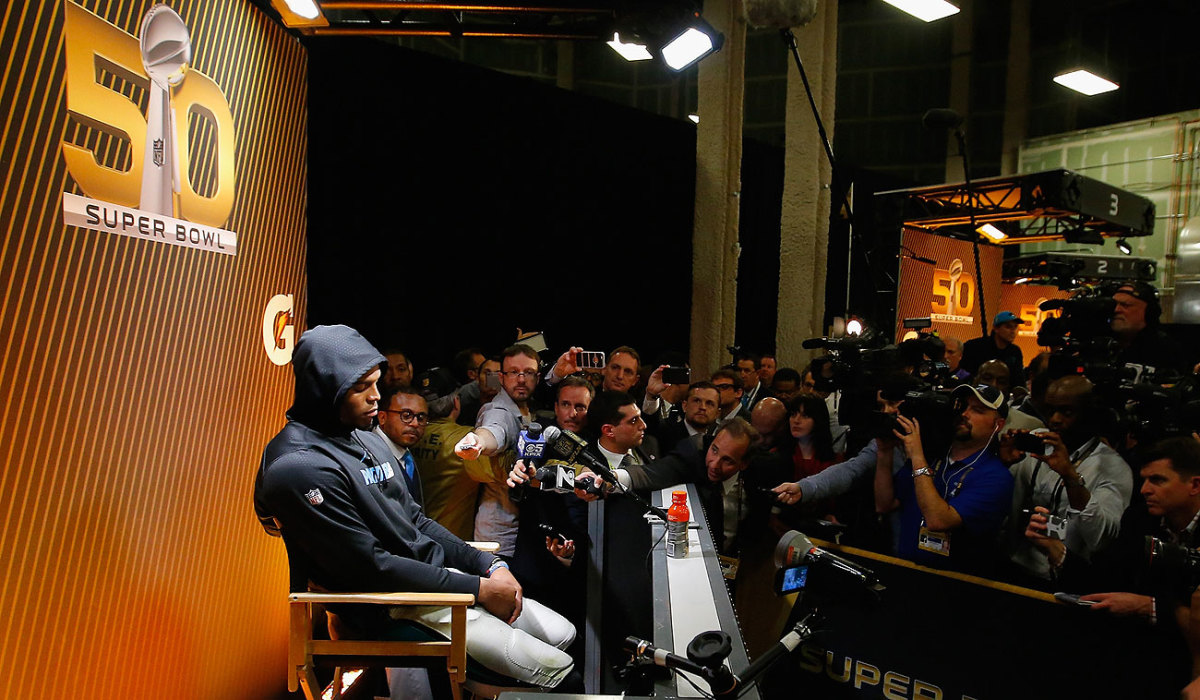 A dejected Cam Newton didn't answer many questions in his post-game press conference, eventually walking away.