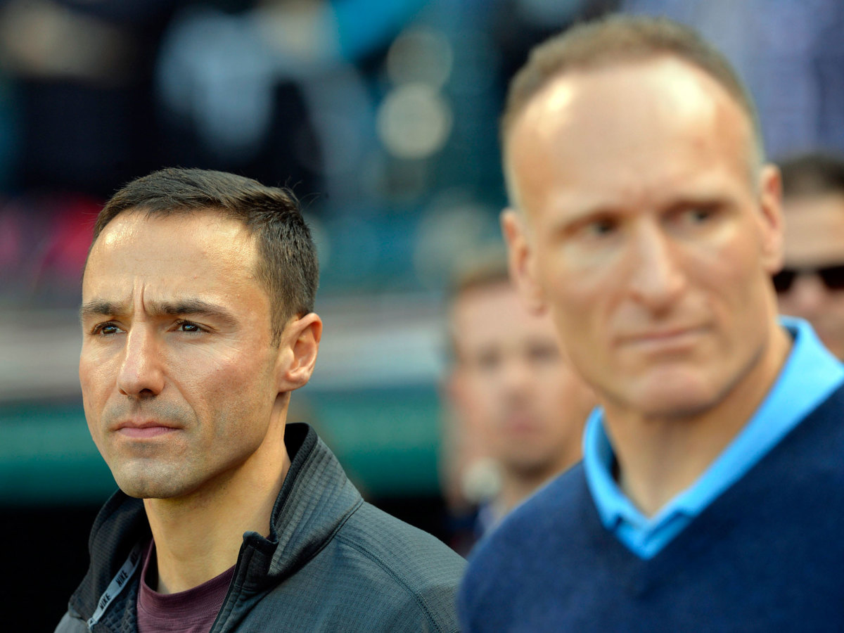 Indians president Chris Antonetti (left) learned from predecessor Mark Shapiro that trades are a zero-sum game.
