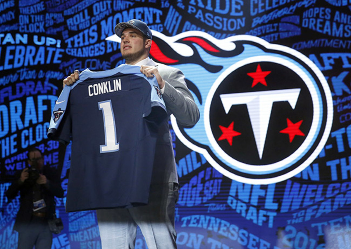 The Titans moved back up to get the tackle they might have wanted all along: Jack Conklin.