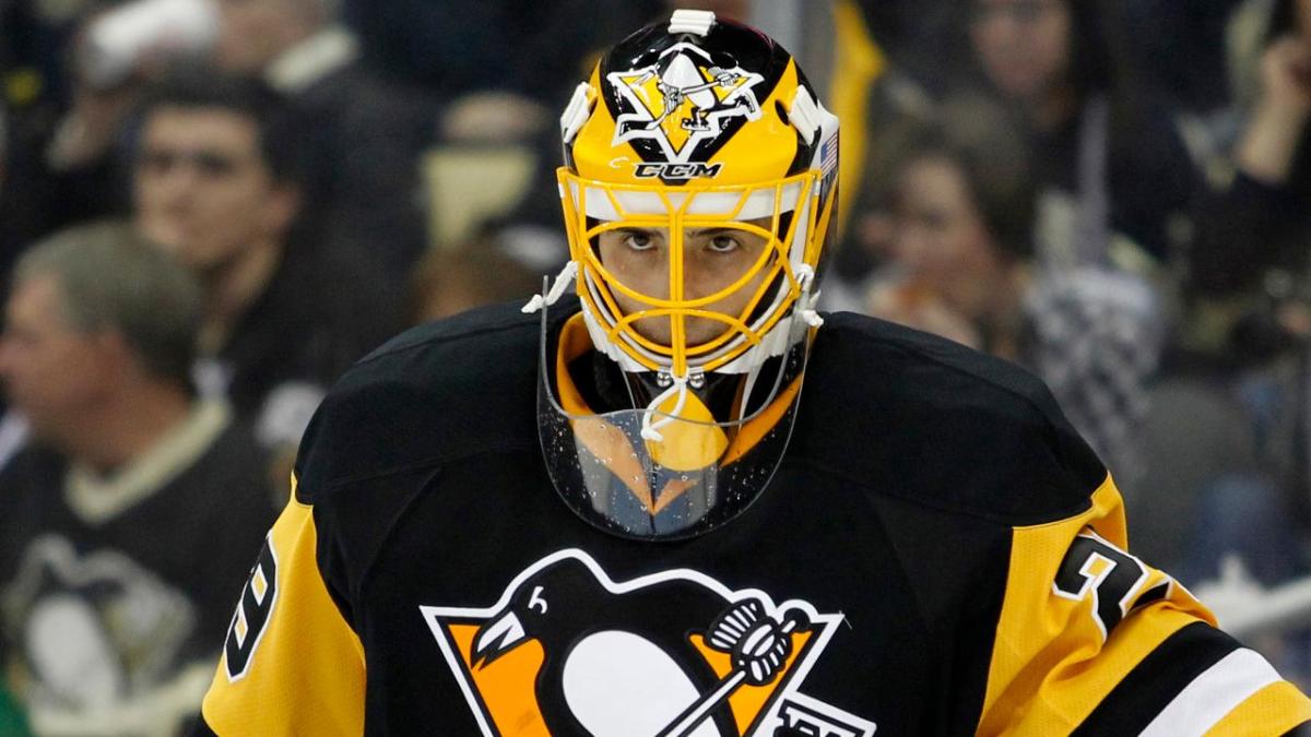 Marc-Andre Fleury strutting the catwalk in his yellow pads and Penguins  jersey So…
