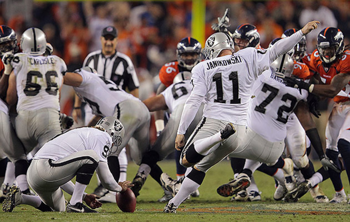 Janikowski drilled a 63-yard field goal in primetime to tie the standing NFL record at the time in 2011.