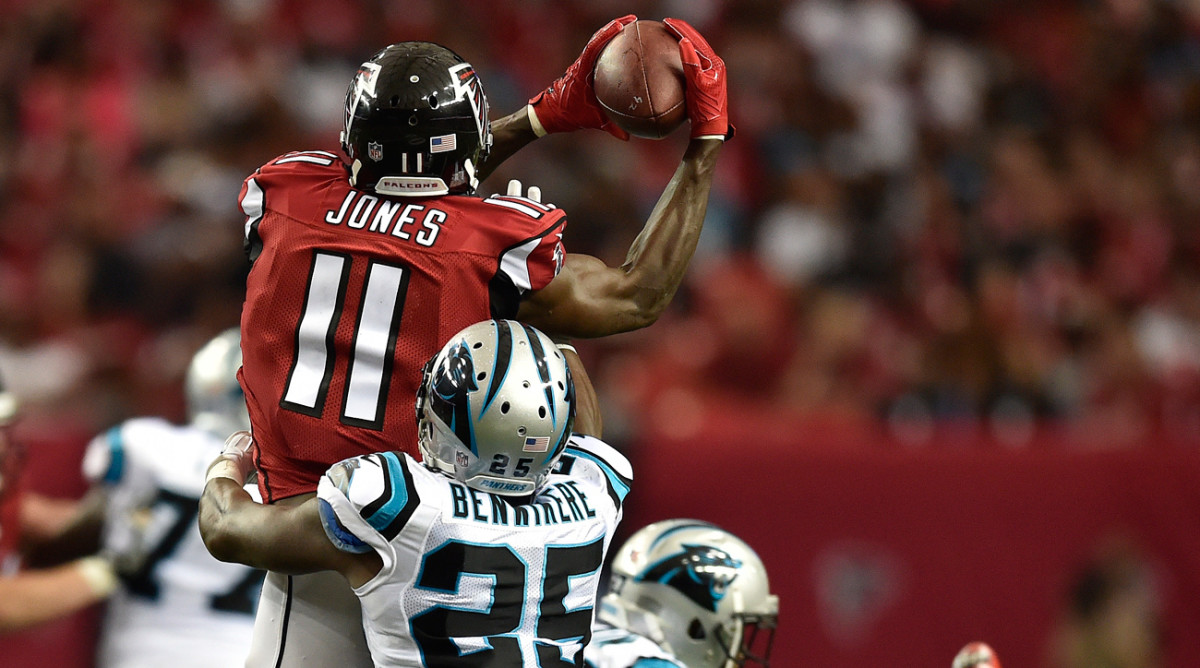 Julio Jones’ 12-catch, 300-yard game against the Panthers on Sunday was 2 catches and 112 yards more than he had the first three weeks combined.