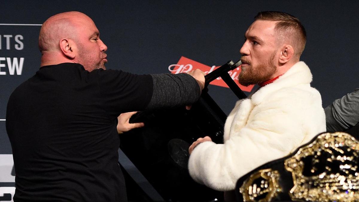 Conor McGregor nearly throws chair at Eddie Alvarez during press ...