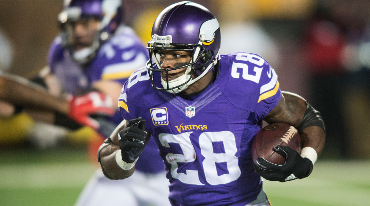 Adrian Peterson has 11,675 career rushing yards, 17th on the all-time list and second among active players (Frank Gore, 12,040).