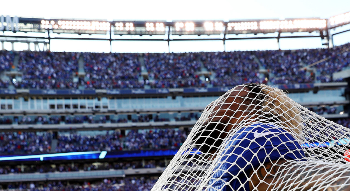 Odell Beckham Jr. got very familiar with the kicking net on the sidelines Sunday.