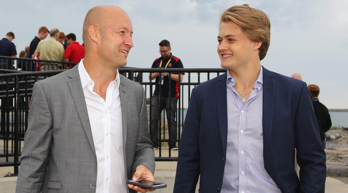 Former NHL player Michael Nylander (L) and William Nylander (R), drafted in 2015 by the Toronto Maple Leafs.