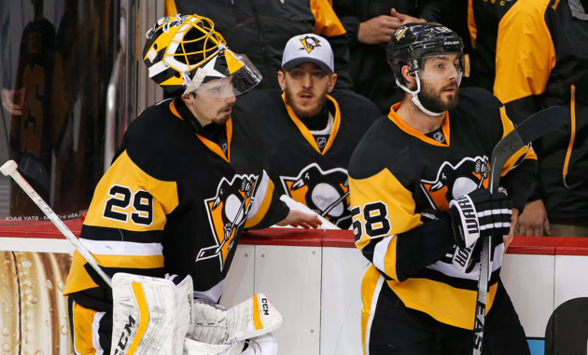 Marc-Andre Fleury and Matt Martin