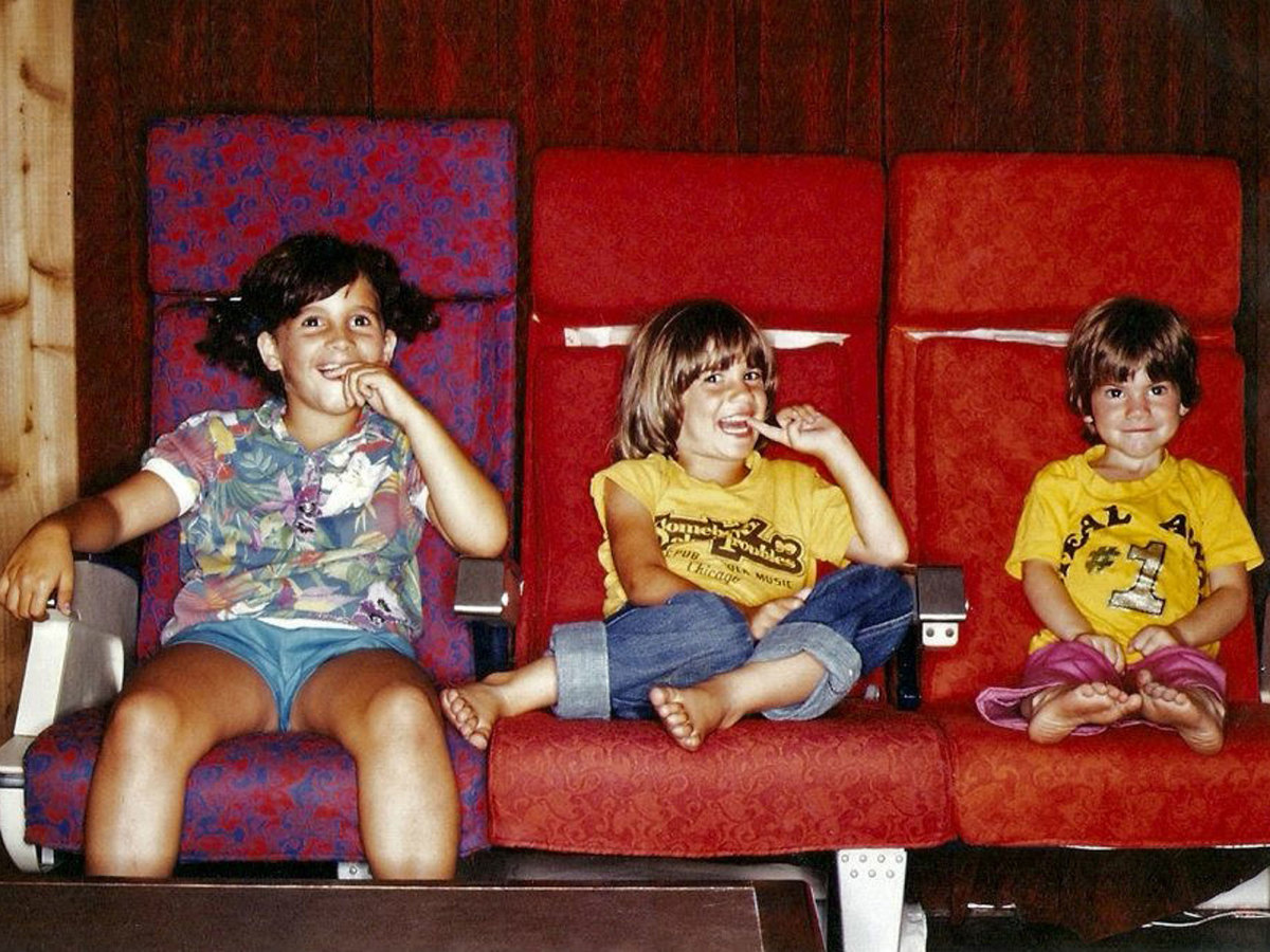 Jessie, Sarah and Rosanna at a recording studio; Sara's shirt shows the album art for their father's album, "Somebody Else's Troubles."