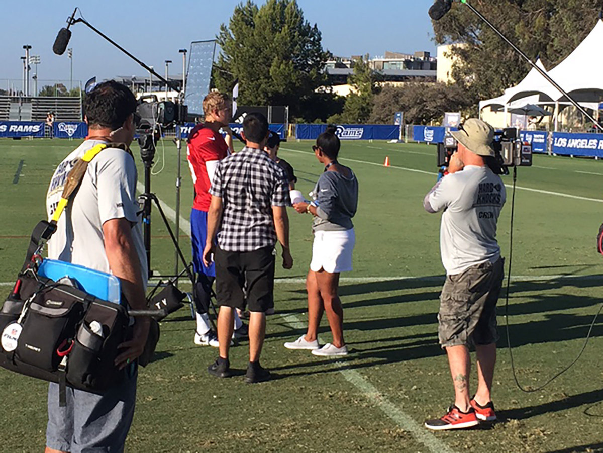 An HBO crew encircles rookie Jared Goff, who has already emerged as a central storyline of this season's 'Hard Knocks'.