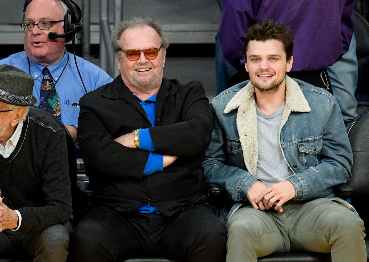 Jack Nicholson and his son Ray attend the Golden State Warriors game against the Los Angeles Lakers on Nov. 4, 2016 at Staples Center in Los Angeles.