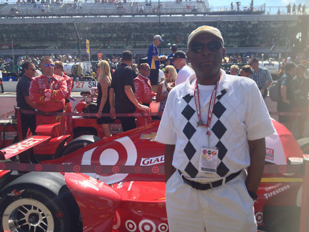 My dad in front of Scott Dixon's car. This our third Indy 500 together.