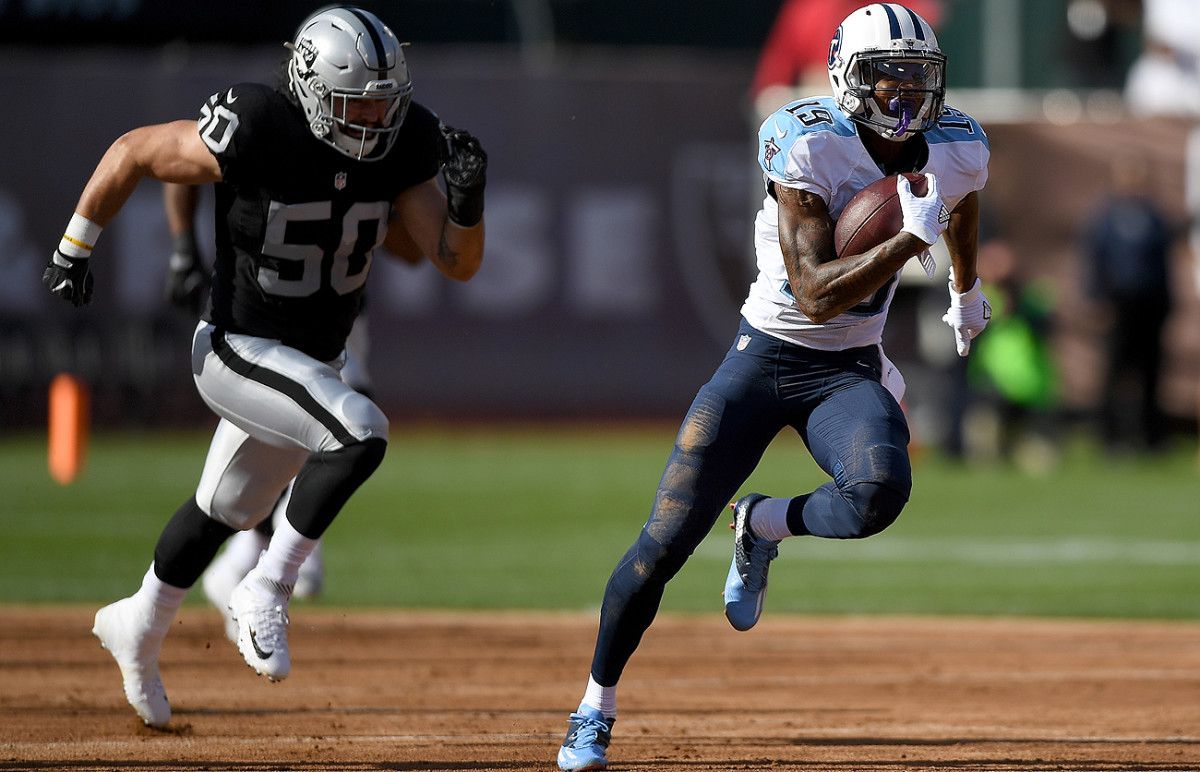 Fifth-round rookie Tajae Sharpe has been a breakout player this preseason and projects as an important part of the Titans offense moving forward.