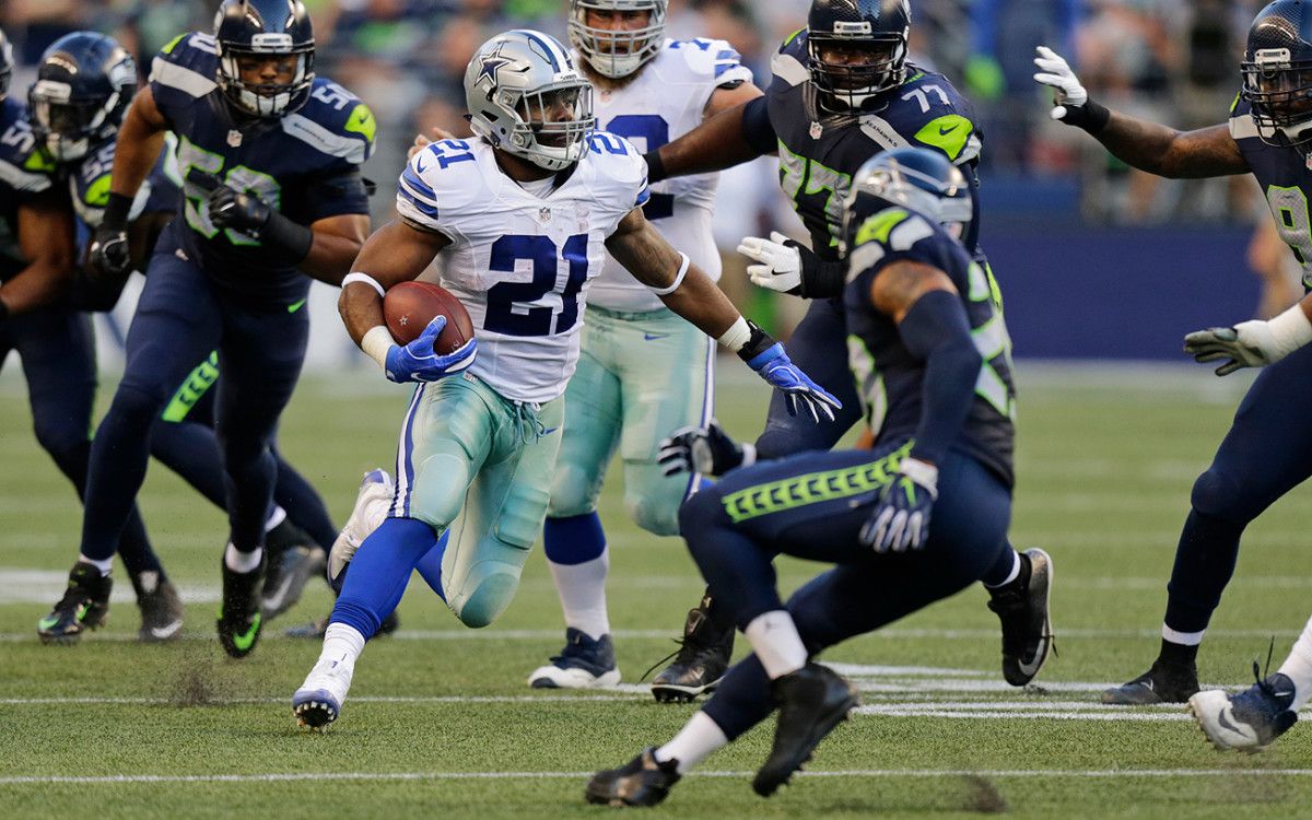 In his first preseason action, Ezekiel Elliott ran seven times for 48 yards against Seattle.